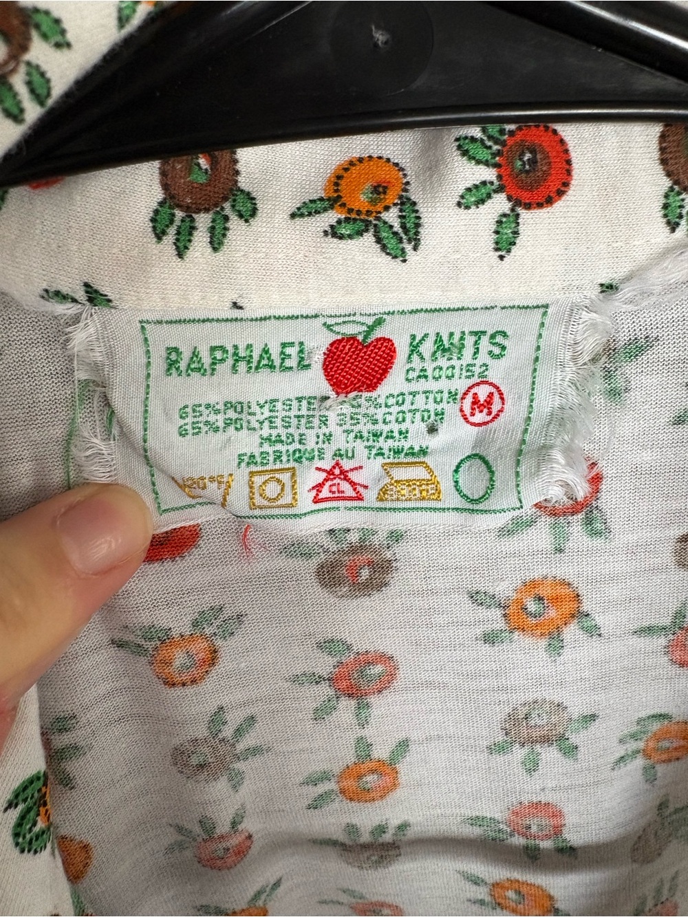 Vintage Raphael Knits White Floral Button-Up Shirt Made in Taiwan Medium Fall - Picture 3 of 8